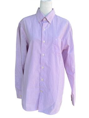 DOCKERS Pink Gingham Button Up Shirt Sz M
